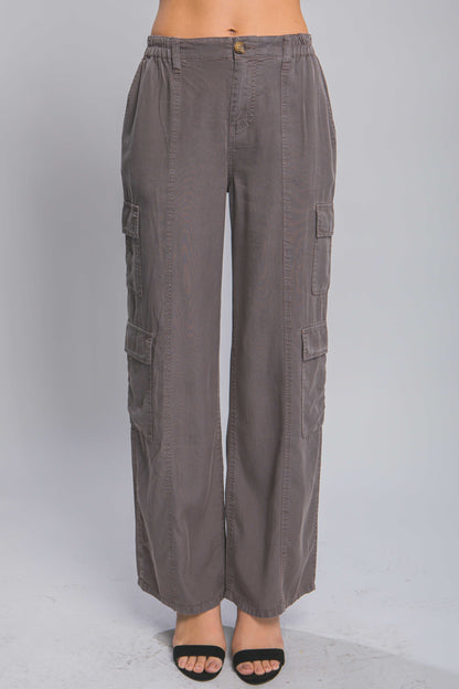 Full-length Tencel Pants With Cargo Pockets