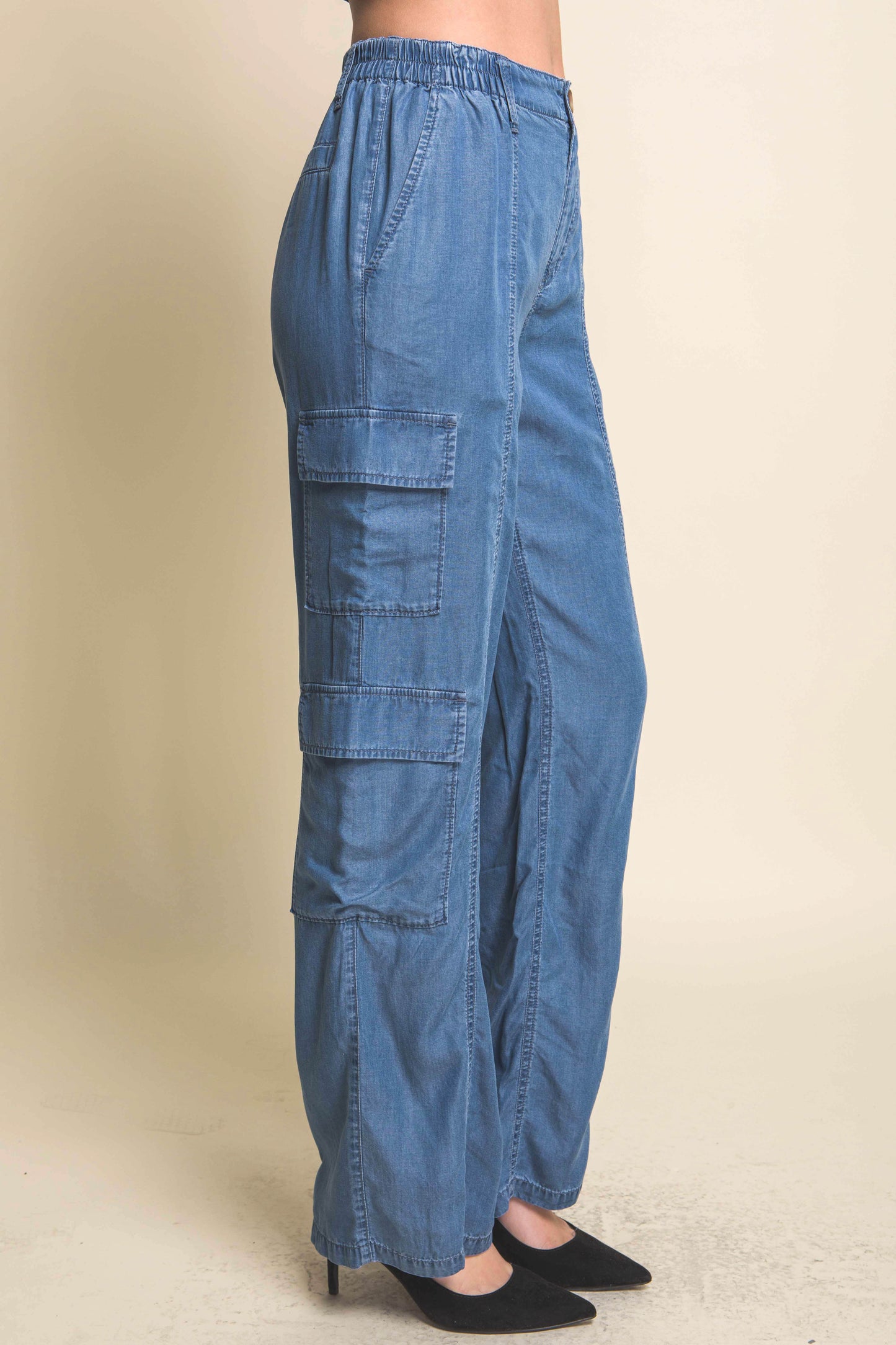 Full-length Tencel Pants With Cargo Pockets