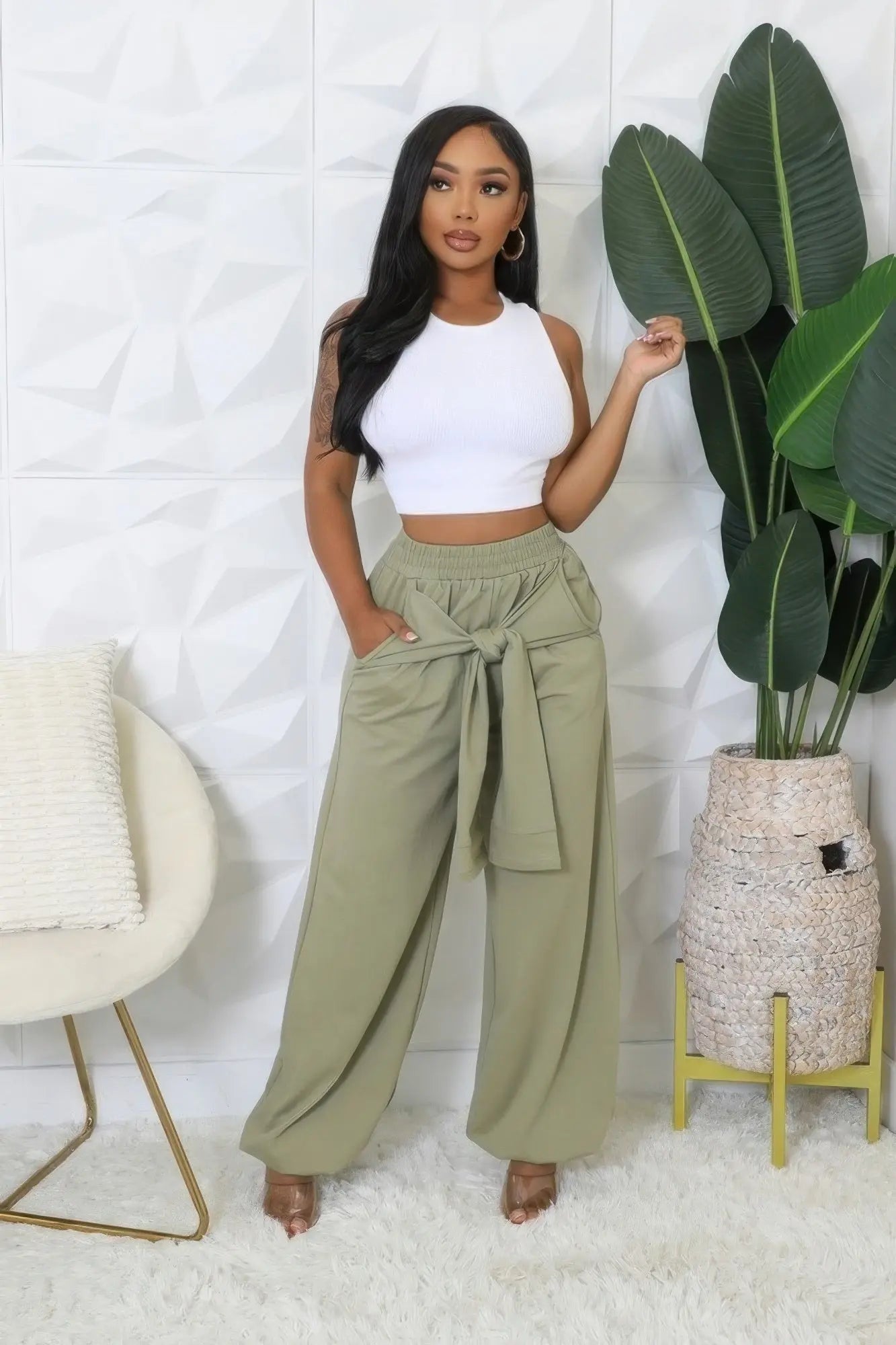 High-waisted Stretch Pants Affluza