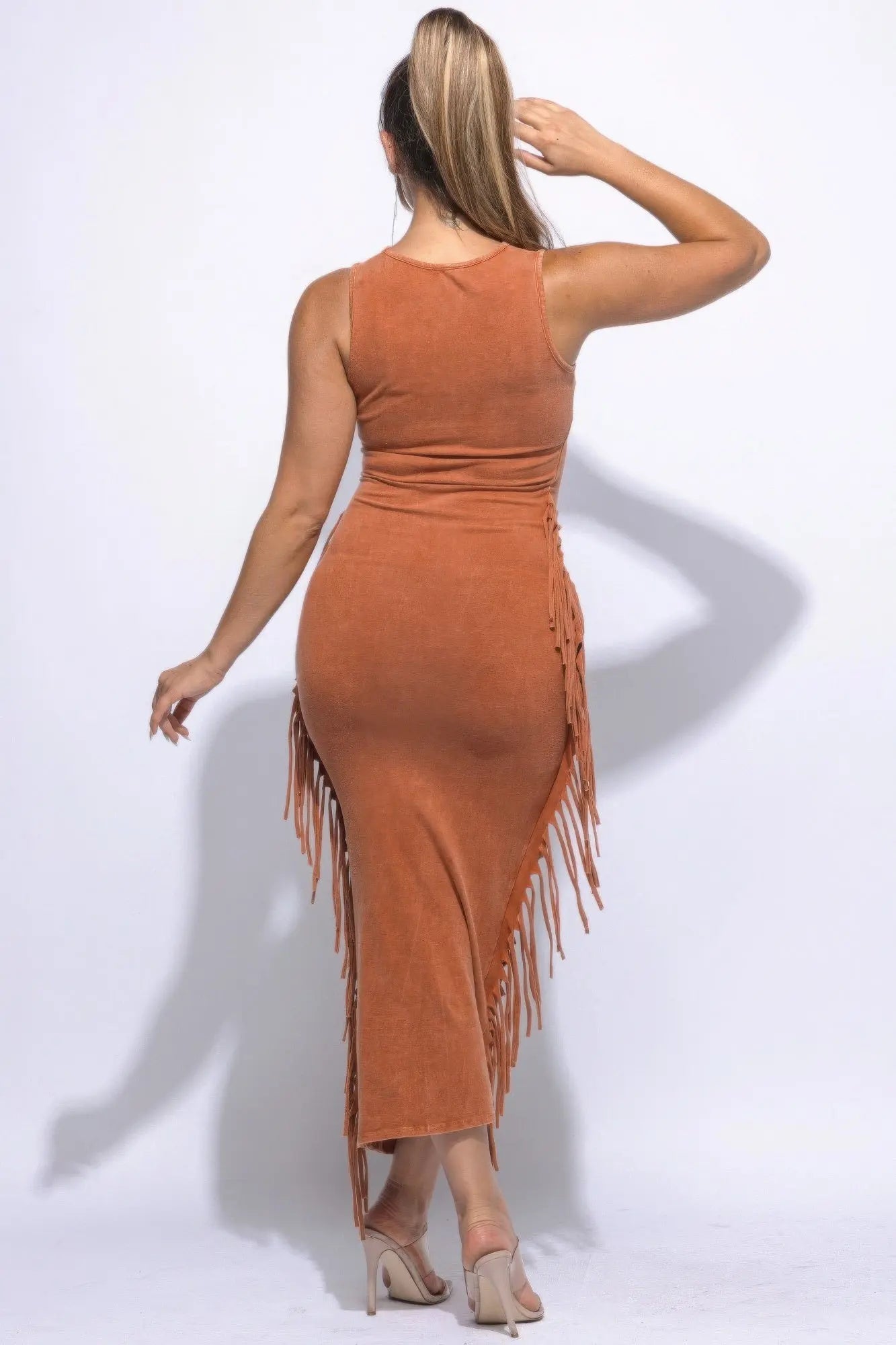 Fringe Cut Out Maxi Dress Affluza