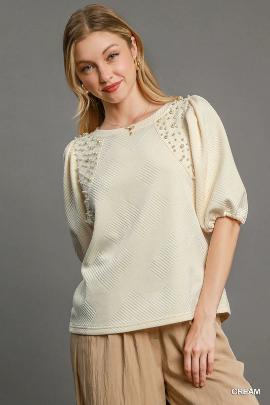 Puff Sleeve Knit Top Affluza