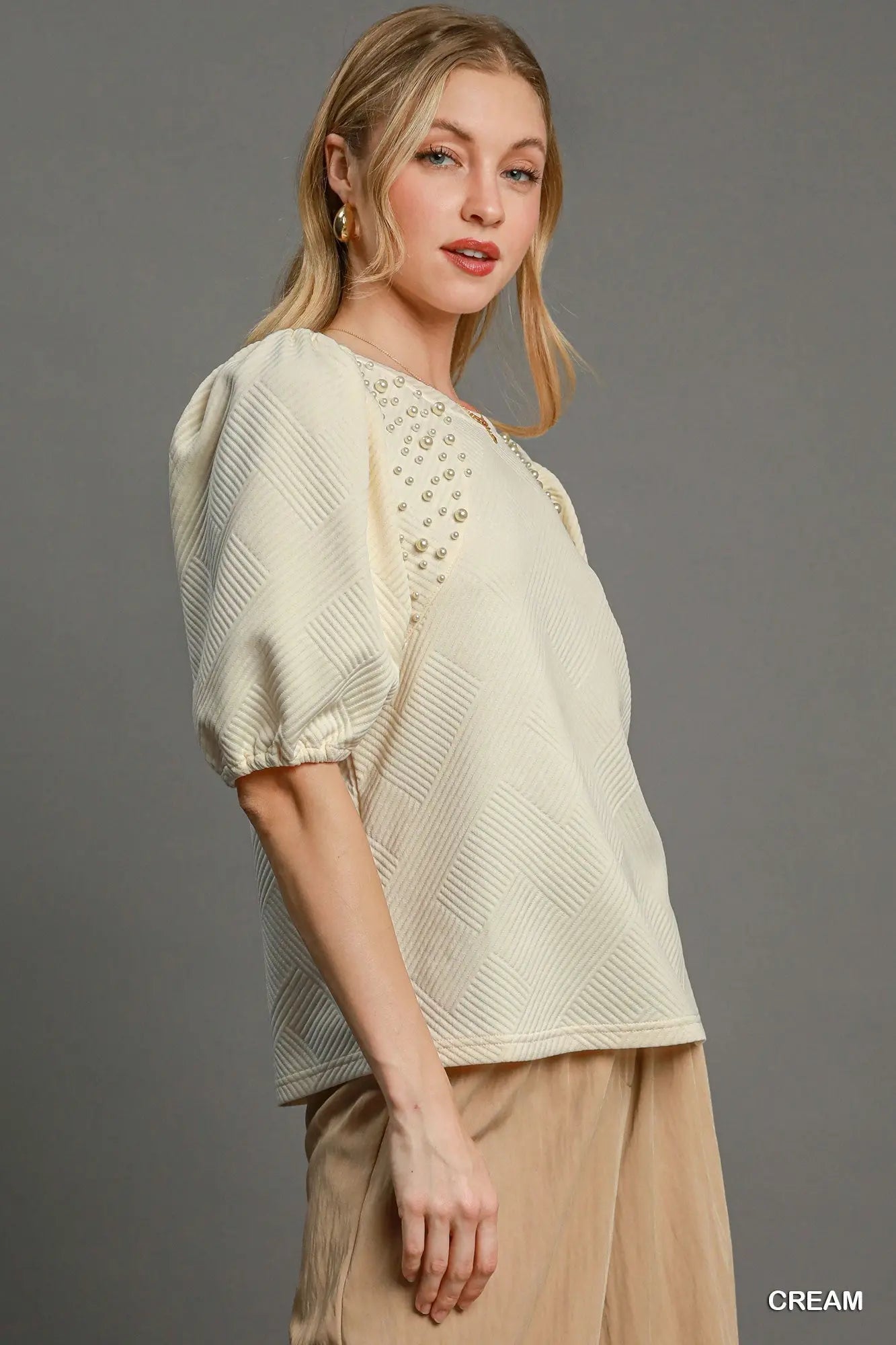 Puff Sleeve Knit Top Affluza