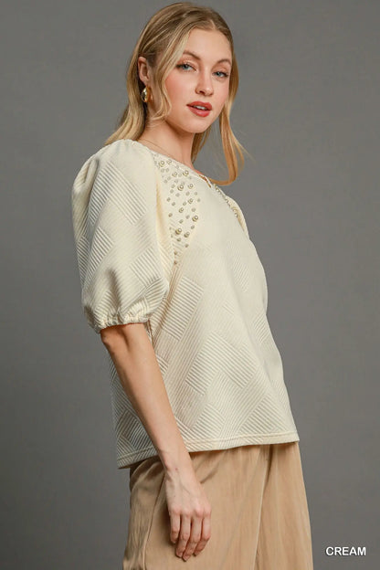 Puff Sleeve Knit Top Affluza