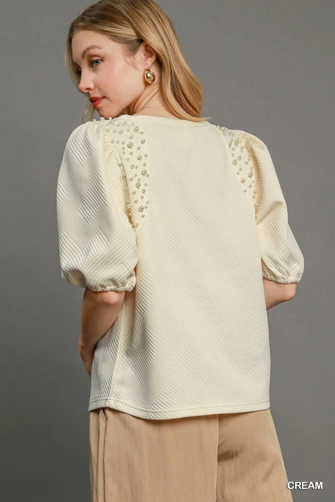 Puff Sleeve Knit Top Affluza