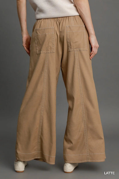 Wide Leg Pull On Pants - Affluza