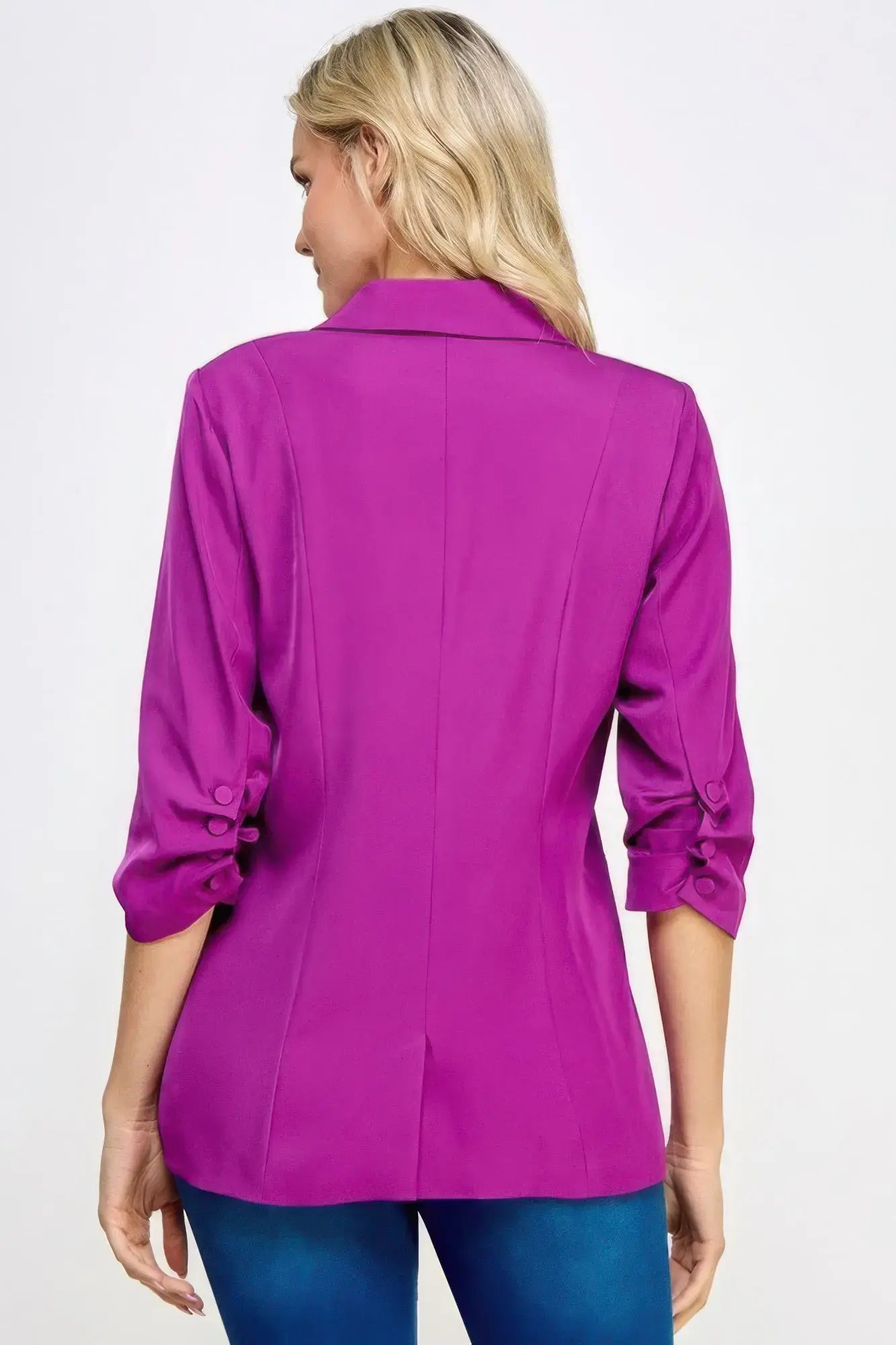 Buttoned Detail 3/4 Sleeve Blazer Affluza