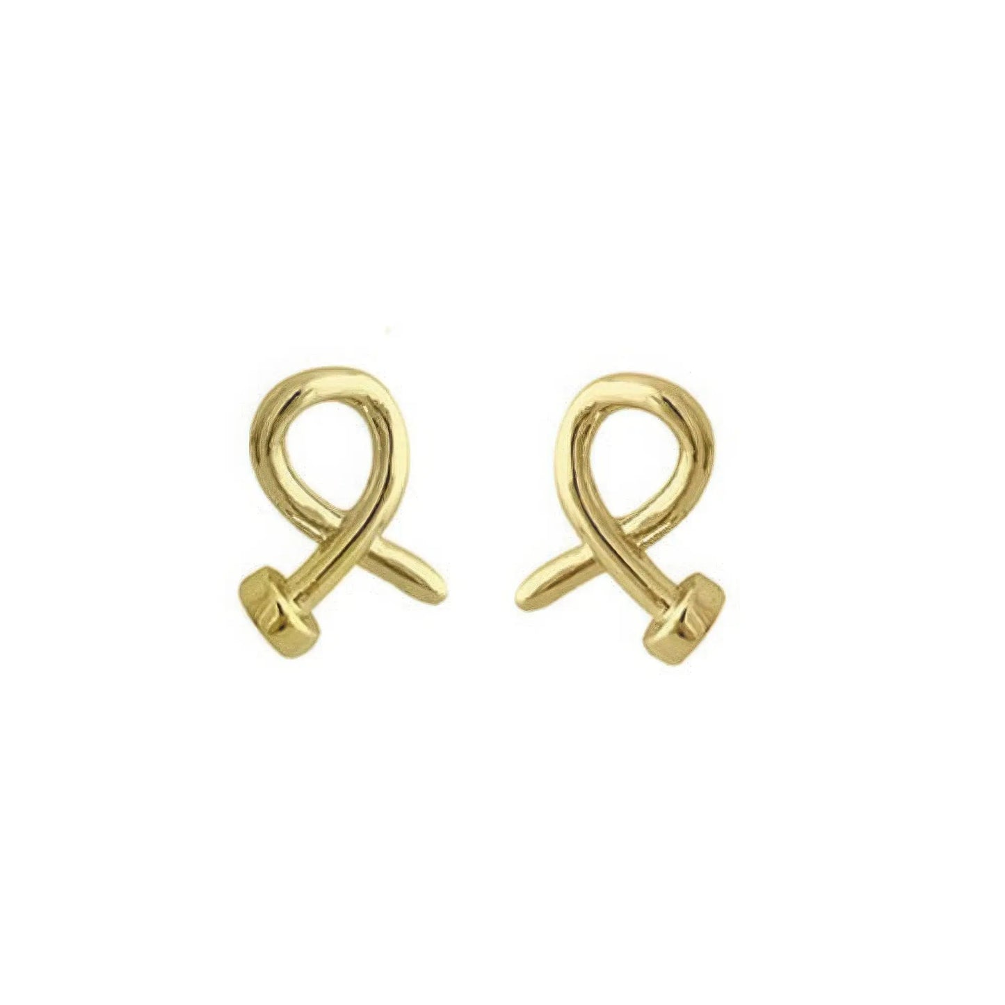 Gold plated crossed nail head stud earring Affluza