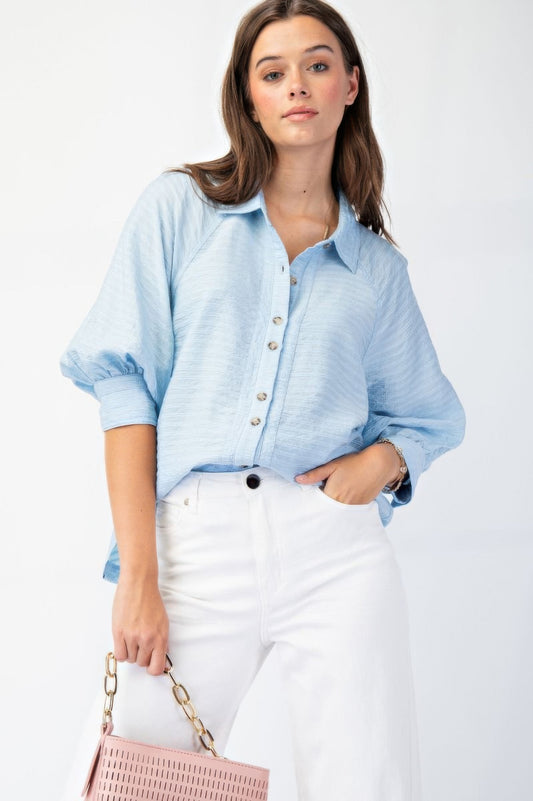 Button down textured woven shirt