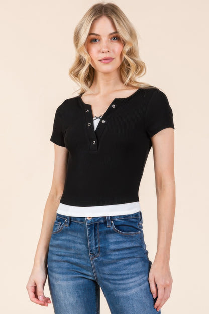 Layers With Bow Detail Short Sleeve Top