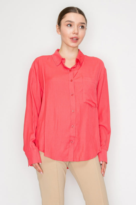 Button Down Collared Linen Shirt