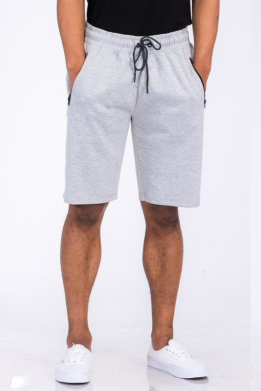 Cotton Blend Lounge Sweat Shorts with Zipper Pockets