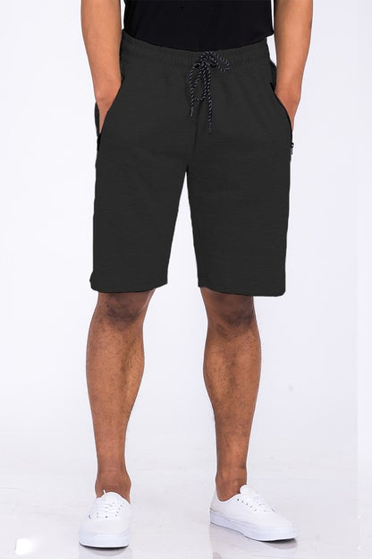 Cotton Blend Lounge Sweat Shorts with Zipper Pockets