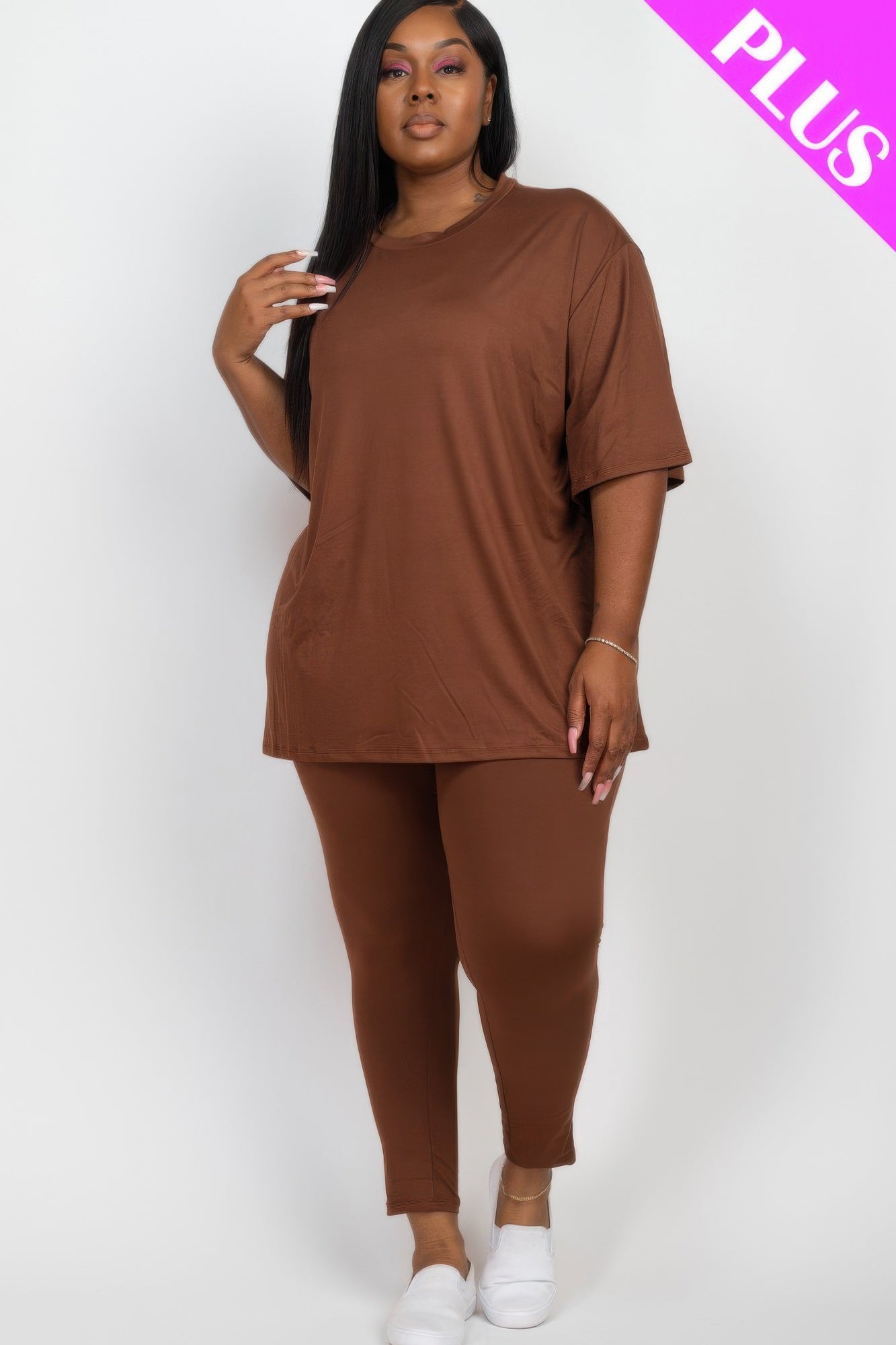 Plus Size Oversized T-shirt & Leggings Set