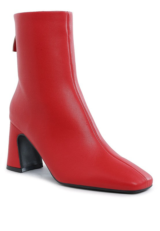 Neapolitan Faux Leather Square Toe Ankle Boots