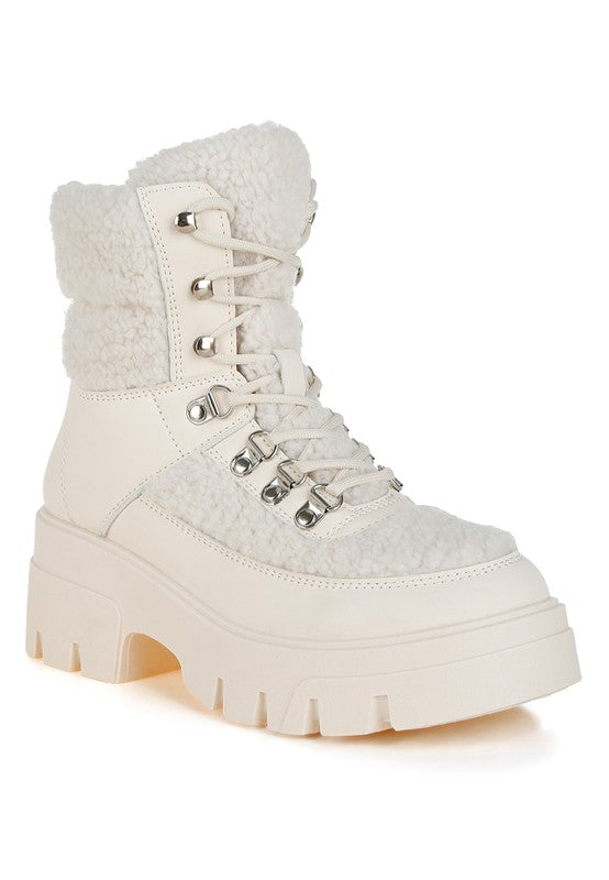 Wellerman Faux Fur Detail Chunky Hiker Boots