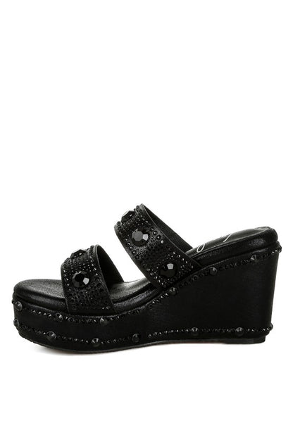 Iki Diki Rhinestone & Diamante Wedge Sandals