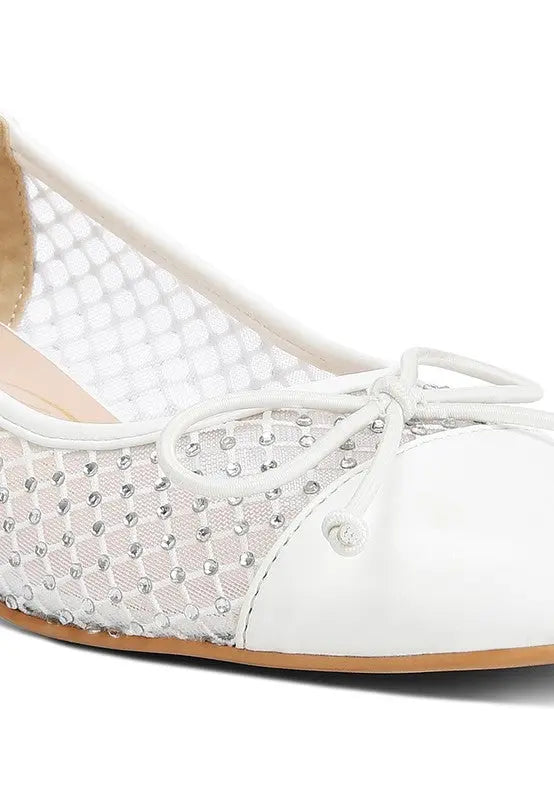 Tudum Rhinestone Detail Mesh Ballerinas FB