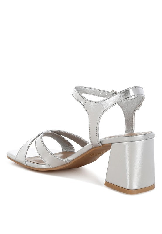 Edessa Metallic Ankle Strap Sandals