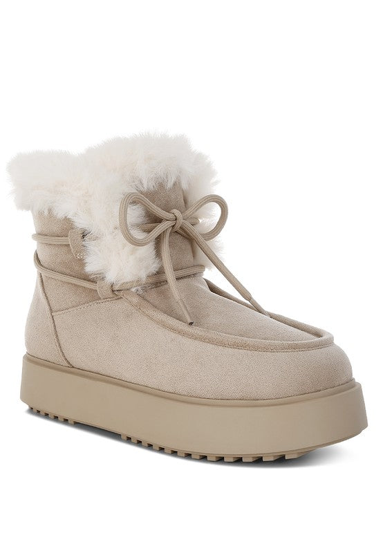 Bunting Faux Fur Collar Flatform Boots