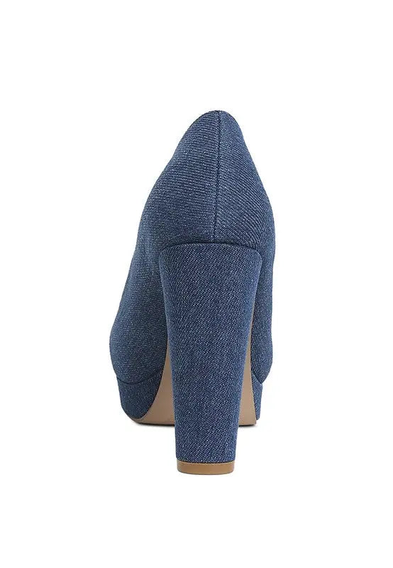 Kostur Denim Block Heel Pumps FG