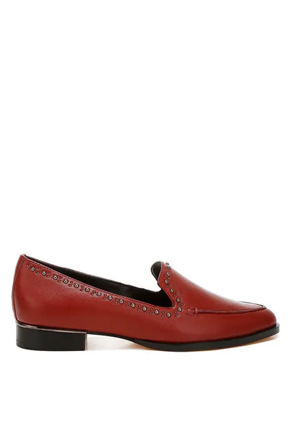 Wolferton Delicate Stud Detail Leather Loafers Rag Company