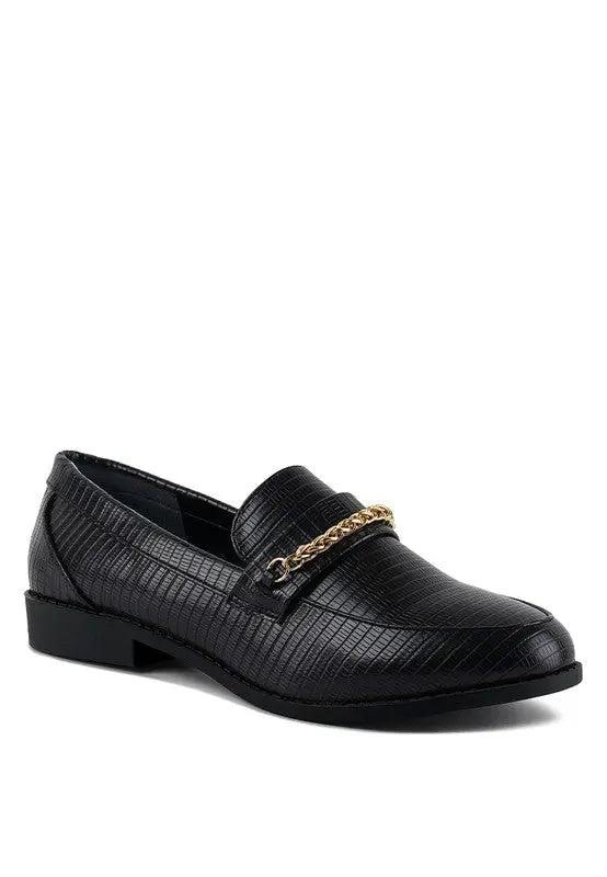 Vouse Low Block Loafers Adorned With Golden Chain Rag Company