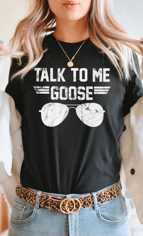 Talk to Me Goose White Ink Graphic Tee