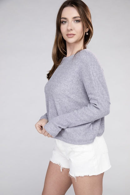 Ribbed Dolman Long Sleeve Sweater