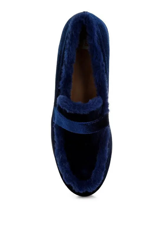 Bastian Fur Detail Velvet Loafers Rag Company