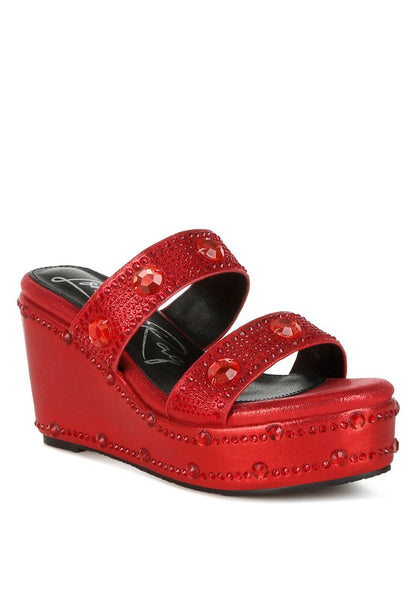 Iki Diki Rhinestone & Diamante Wedge Sandals