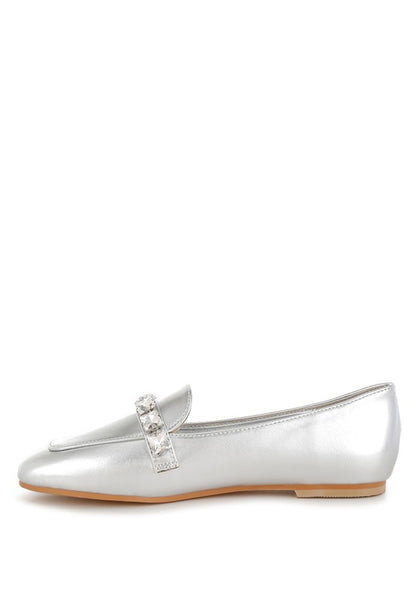 Celosia Metallic Diamante Strap Loafers