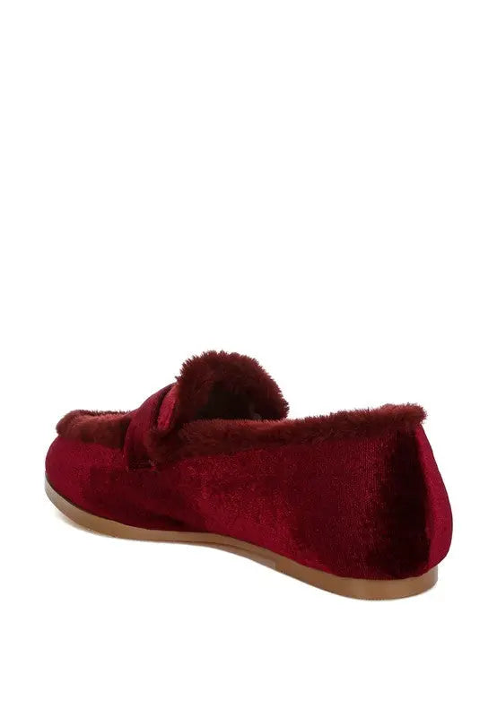 Bastian Fur Detail Velvet Loafers Rag Company