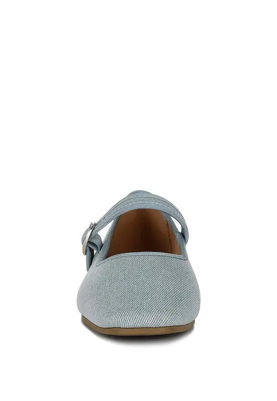 Iker Classic Denim Pin Buckle Ballerinas Rag Company