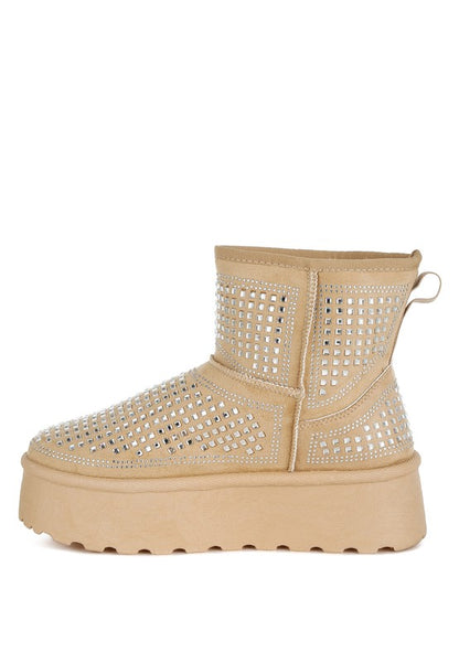 Xoras Chunky Rhinestones Ankle Boots