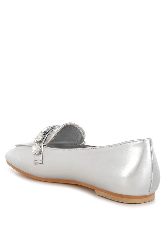 Celosia Metallic Diamante Strap Loafers