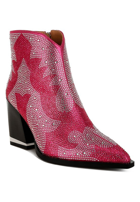 Mugler Rhinestones Embellished Ankle Boots