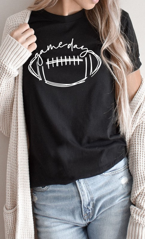 Cursive Football Game Day Graphic Tee PLUS