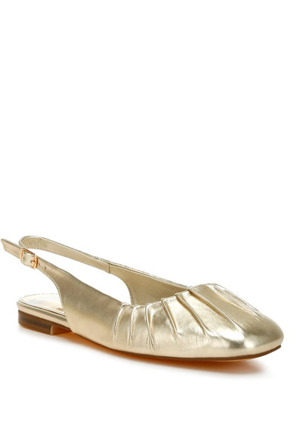 Berni Metallic Square Toe Flat Slingbacks