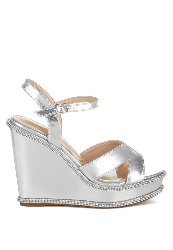 Regina Rhinestones Embellished Wedge Sandals