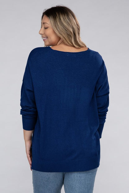 Plus Garment Dyed Front Seam Sweater