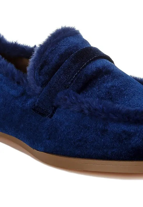 Bastian Fur Detail Velvet Loafers Rag Company