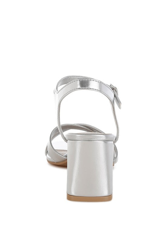 Edessa Metallic Ankle Strap Sandals