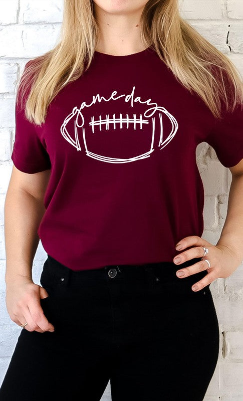 Cursive Football Game Day Graphic Tee PLUS