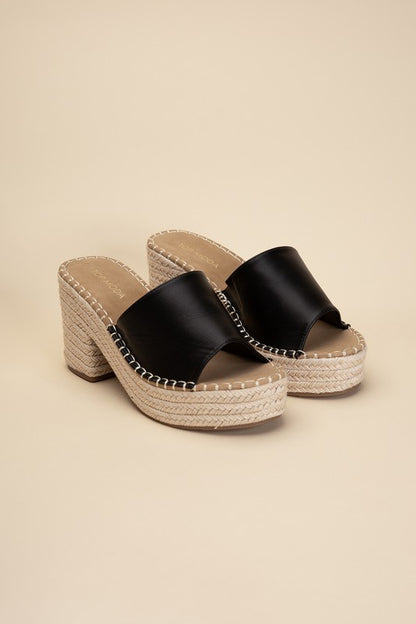 LOCK-1 Espadrille Mule Heels