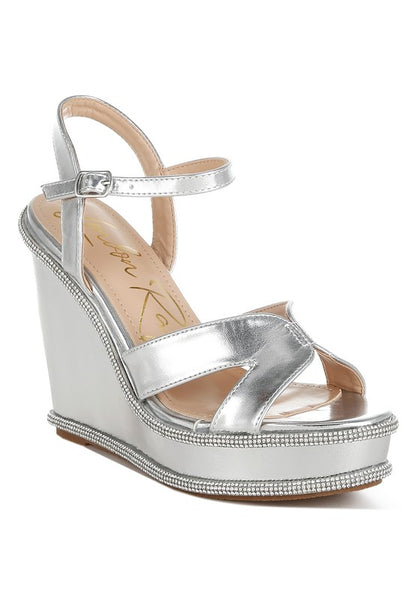 Regina Rhinestones Embellished Wedge Sandals