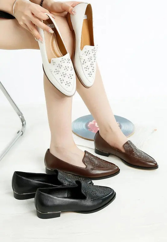 Gabassi Studded Genuine Leather Loafers Rag Company